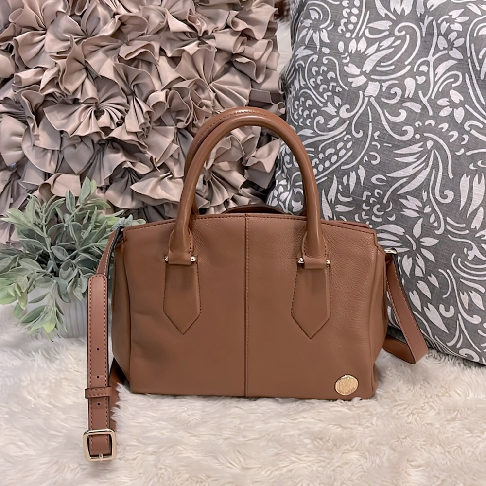 Vince Camuto Brown Leather Satchel with Shoulder Strap - Picture 2 of 10